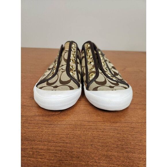 Coach Leather-Trim Slip-On Sneakers 6B. Like new - Picture 2 of 7